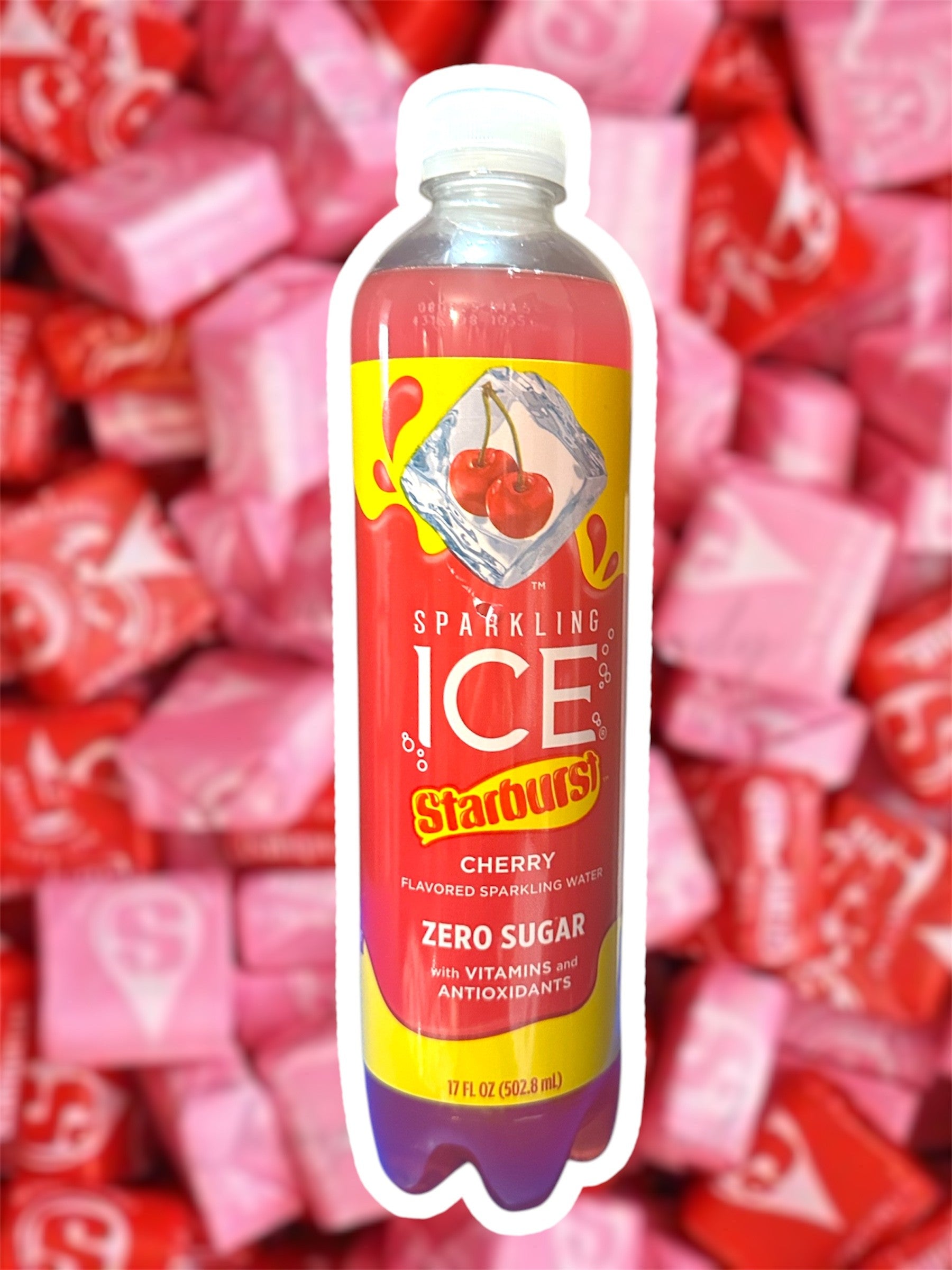 Starburst Sparkling Ice Cherry Flavoured Sparkling Water Zero Sugar Bottle 502.8ml&nbsp;