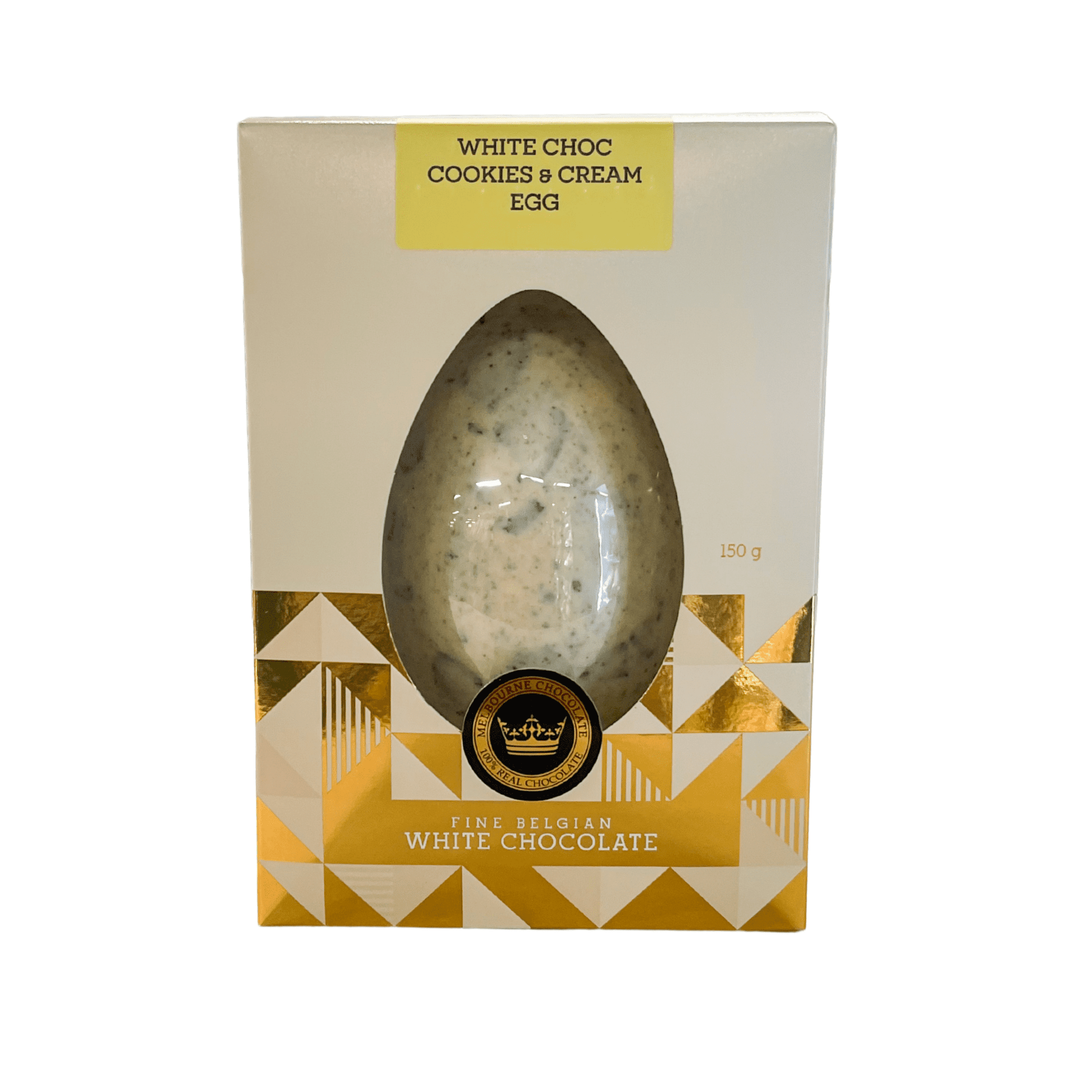 Fine Belgian Melbourne Chocolate White Chocolate Cookies & Cream Egg 150g BBD: 30th June 2024