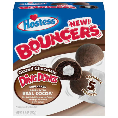 Hostess Bouncers Glazed Chocolate Ding Dongs Mini Cakes 52g