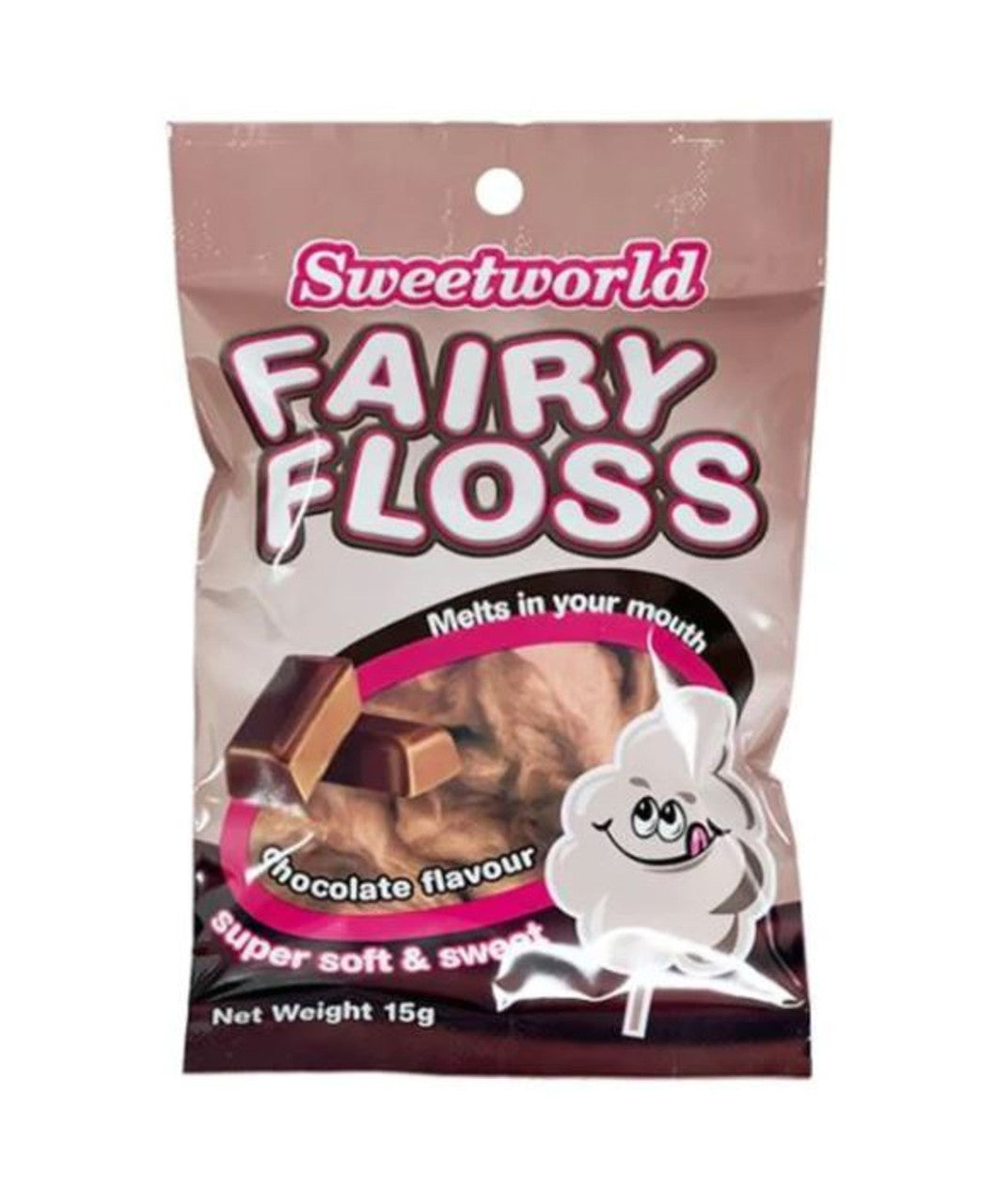 Sweetworld Chocolate Flavoured Fairy Floss Cotton Candy 15g