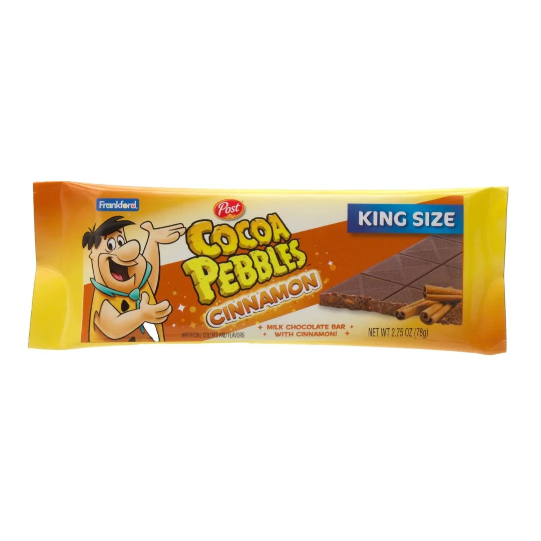 Post Flintstones Cocoa Pebbles Cinnamon Milk Chocolate Bar King Size 78g