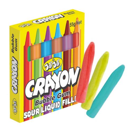 JoJo Crayon Bubble Gum Sour Liquid Filled Gluten Free 55g