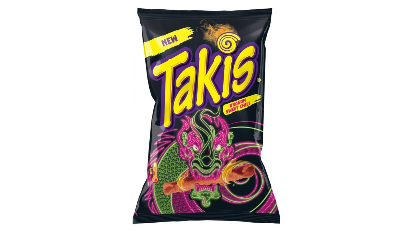 Takis Dragon Sweet Chilli Spicy Sweet Chilli Pepper Flavored Tortilla Chips 92.3g Bag