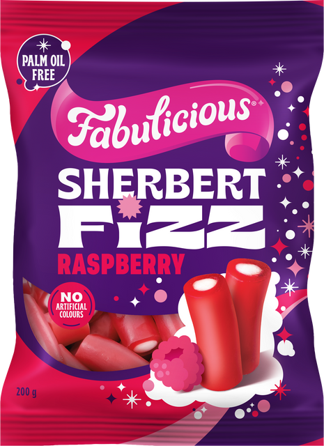 RJ's Fabulicious Sherbet Fizz Raspberry Bag 200g