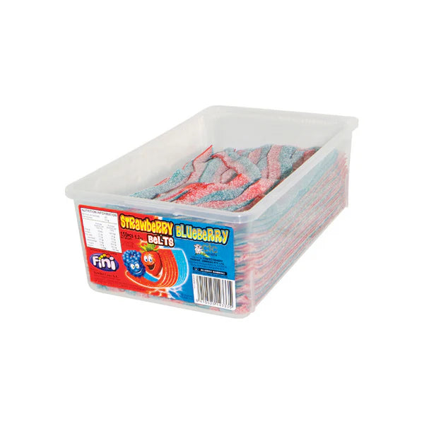 Fini Strawberry Blueberry Sour Belts Tub of 150pcs 1.2kg