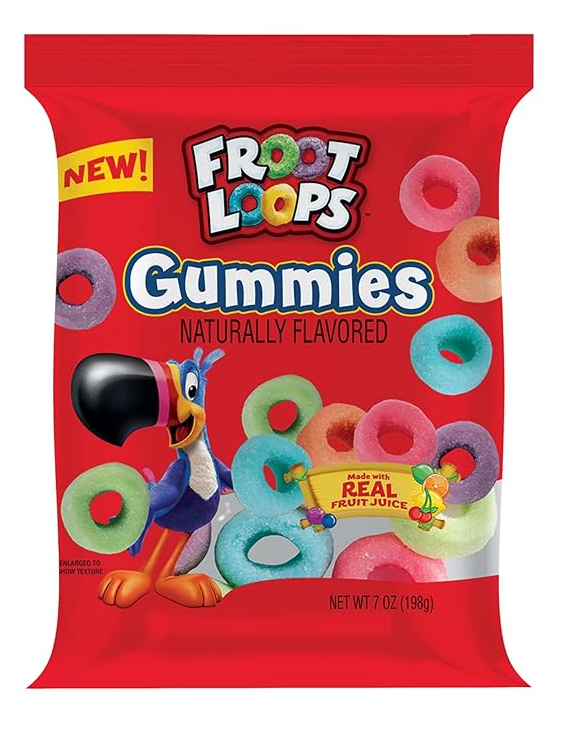 NEW Kellogg's Froot Loops Gummies Naturally Flavoured Gummi Chewy Candy 198g