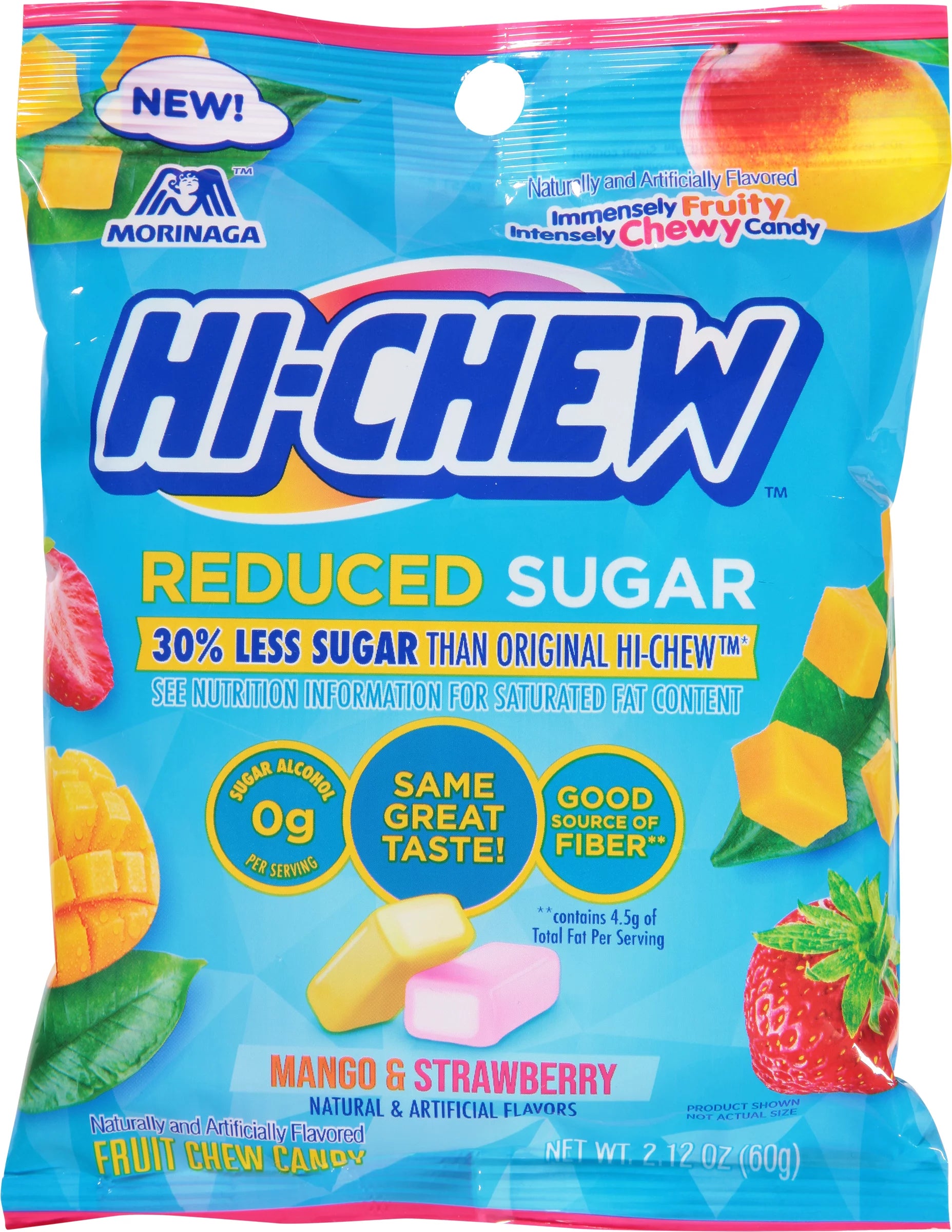 Hi-Chew Mango & Strawberry Reduced Sugar Gluten Free Bag 60g BBD: 6/6/24