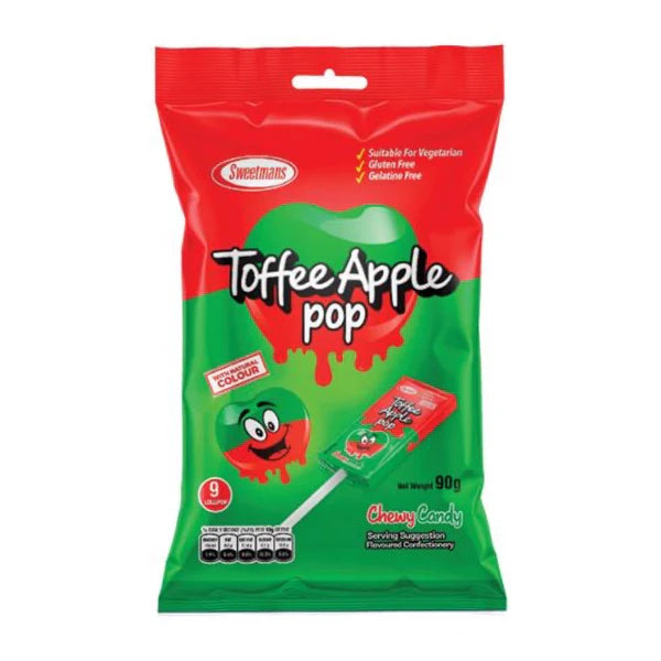 Sweetmans Toffee Apple Pop Bag 9pcs Gluten Free 90g