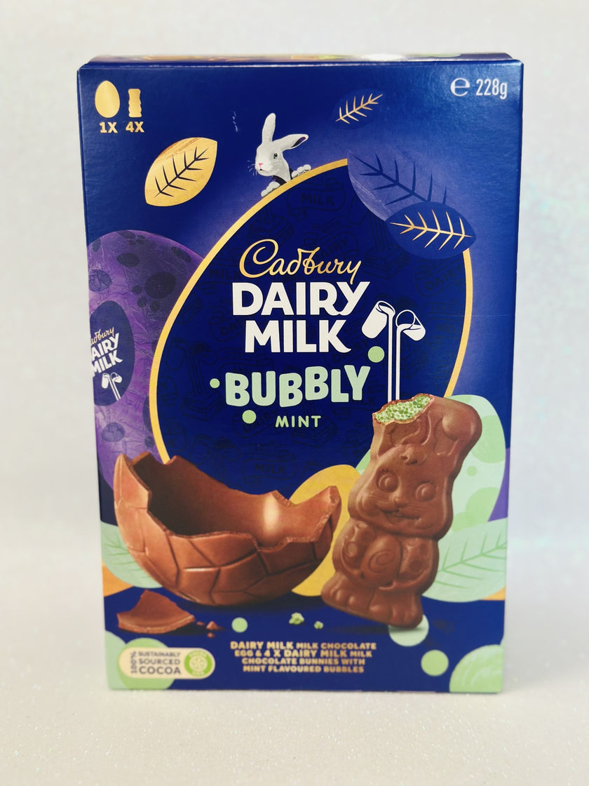 Cadbury Dairy Milk Bubbly Mint Easter Egg & Bunnies Gift Box 228g