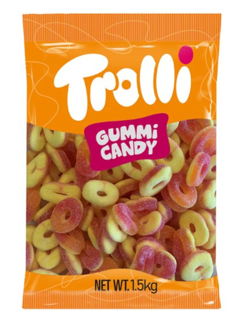 Trolli Gummy Gummi Sour Peach Rings Gluten Free Bulk Bag 1.5kg