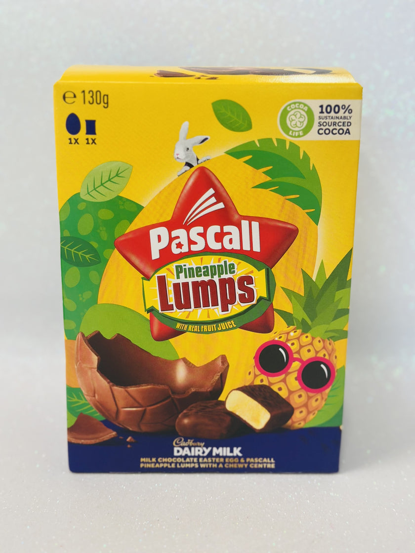 Cadbury Pascall Pineapple Lumps Milk Chocolate Easter Egg & Pineapple Lumps Bag Gift Box 130g BBD: 01/06/24