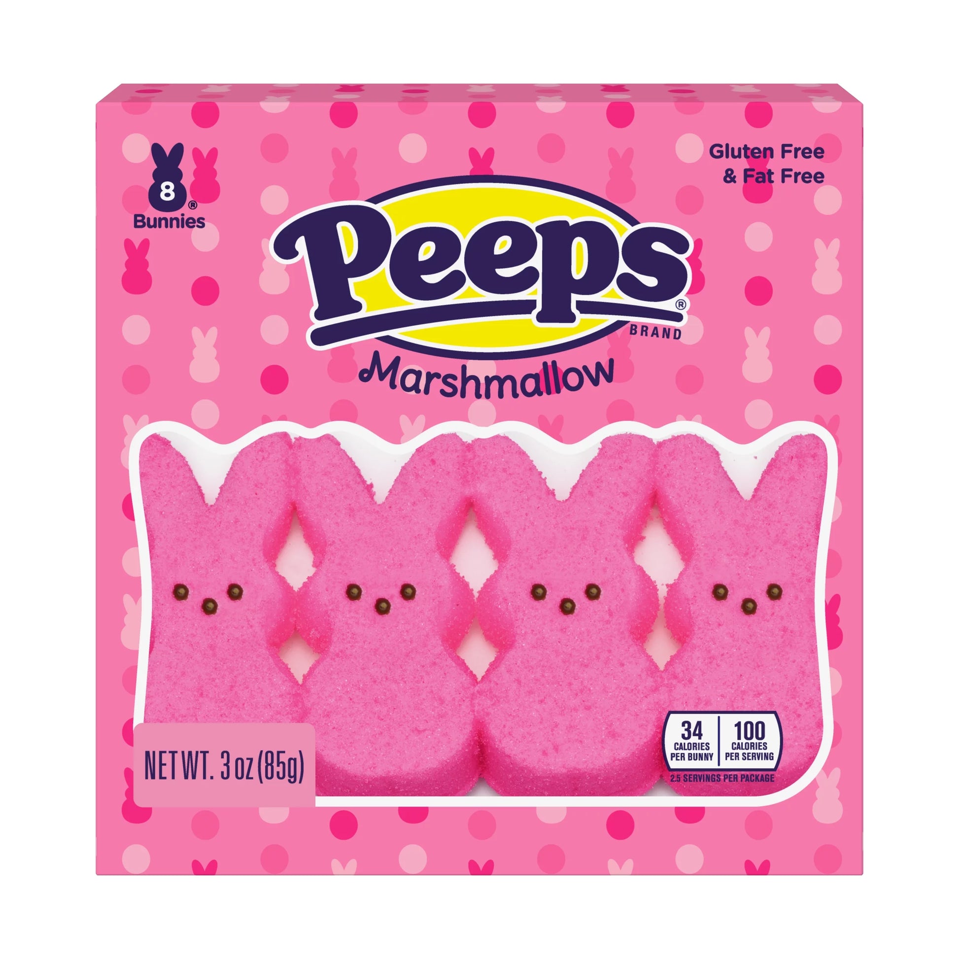 Peeps Marshmallow Pink Bunnies 8pk 85g Gluten Free