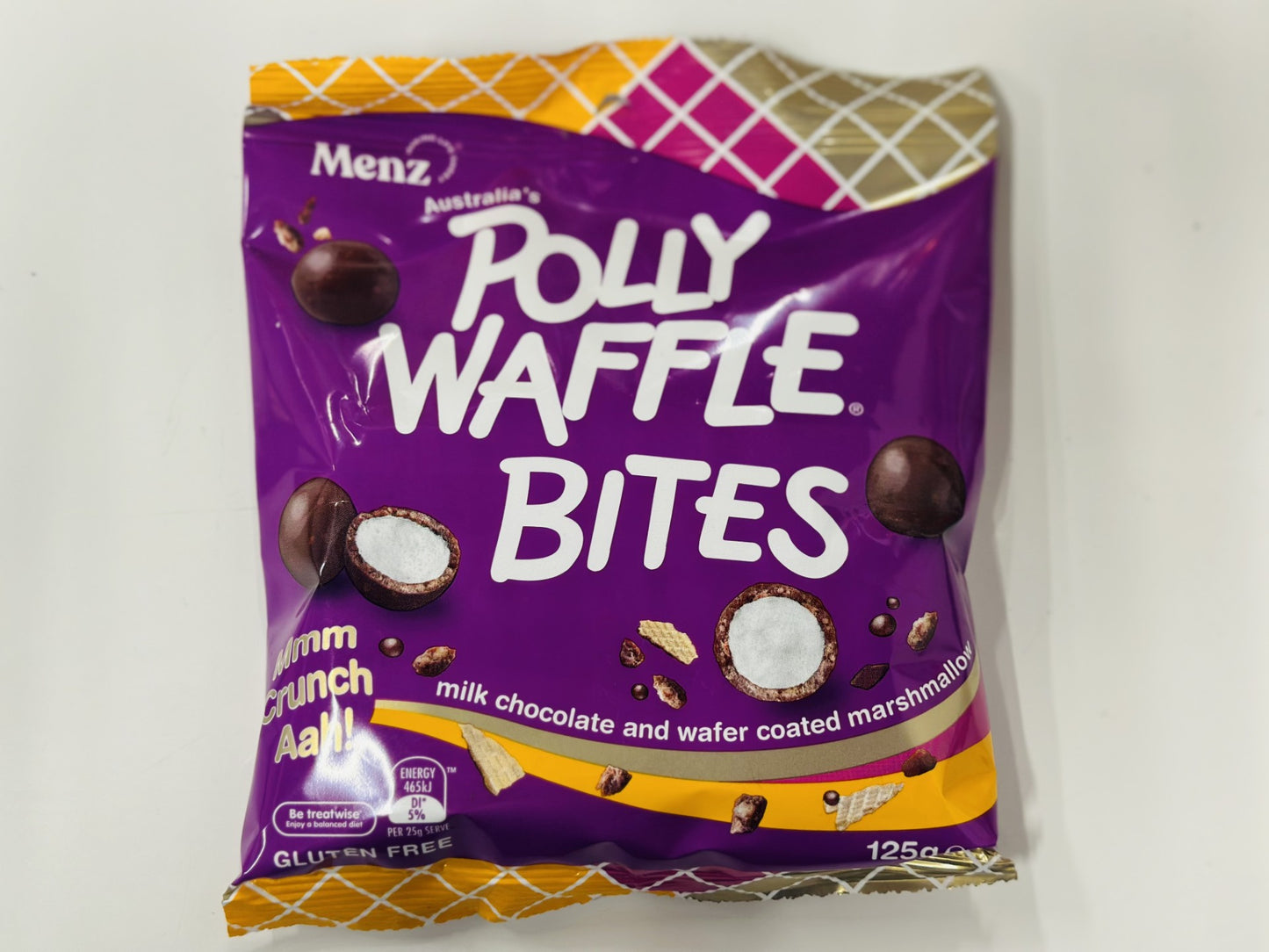 Menz Polly Waffle Bites Bag Gluten Free 125g