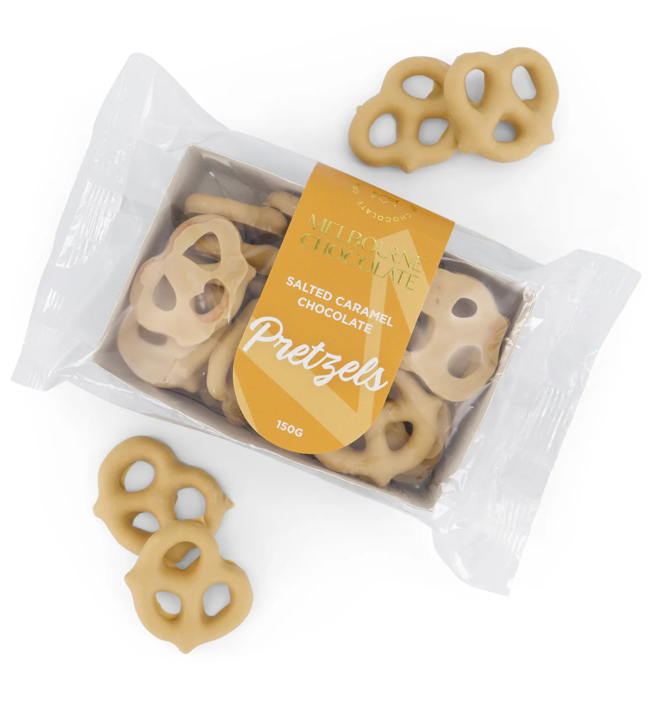 Melbourne Chocolate Salted Caramel Chocolate Pretzels 150g