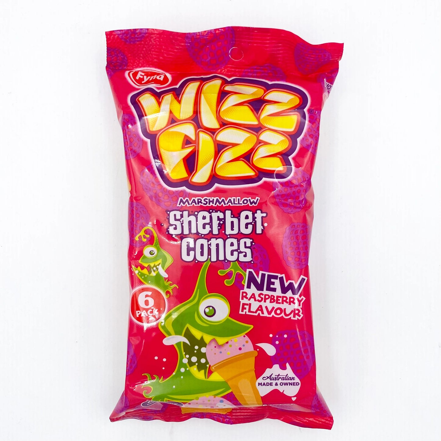 Aussie Wizz Fizz Raspberry Flavoured Sherbet Cones 6pack 84g