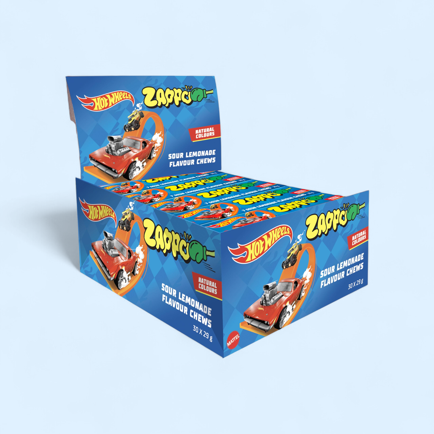 Zappo Hot Wheels Sour Lemonade Flavour Chews 7 Pieces Packet Gluten Free 26g