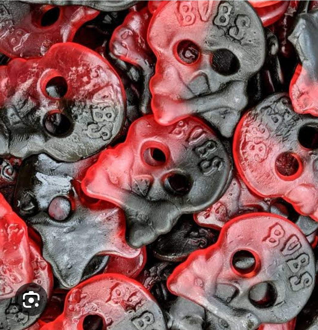 Swedish Bubs Raspberry & Licquorice Skalle Skulls 150g Gluten Free Vegan