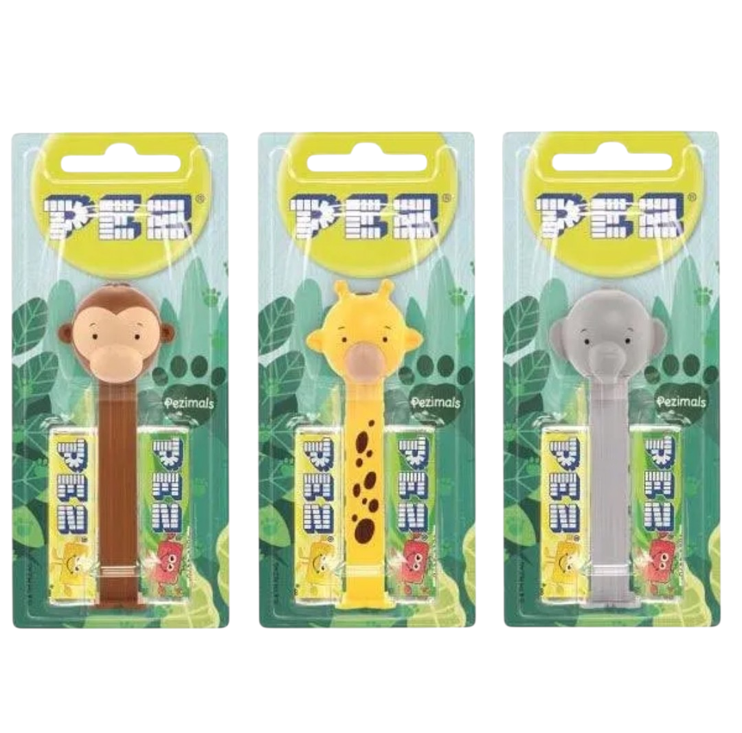 Pezimal Animal Pez Candy Dispensers Giraffe Monkey Elephant Vegan Gluten Free 17g