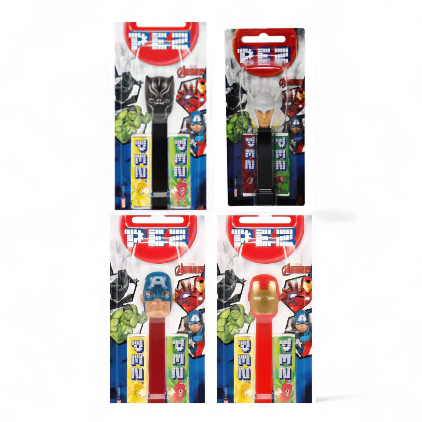 Pez Marvel Avengers Thor, Iron Man, Captain America & Black Panther Candy Dispenser Gluten Free 17g