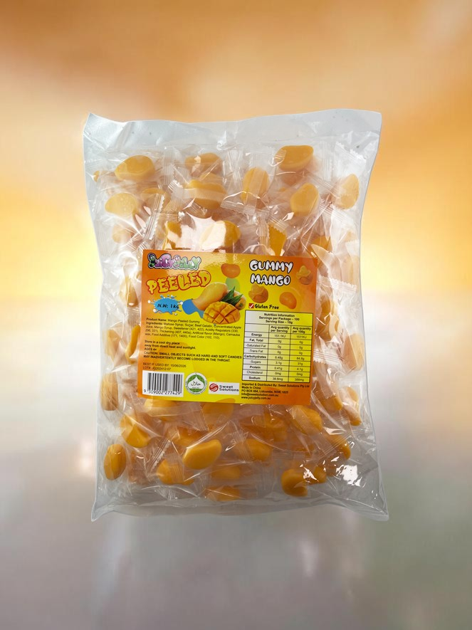 Juicy Jelly Peeled Gummy Gummies Mango Flavoured Gluten Free 10pcs Bag Viral Tik Tok