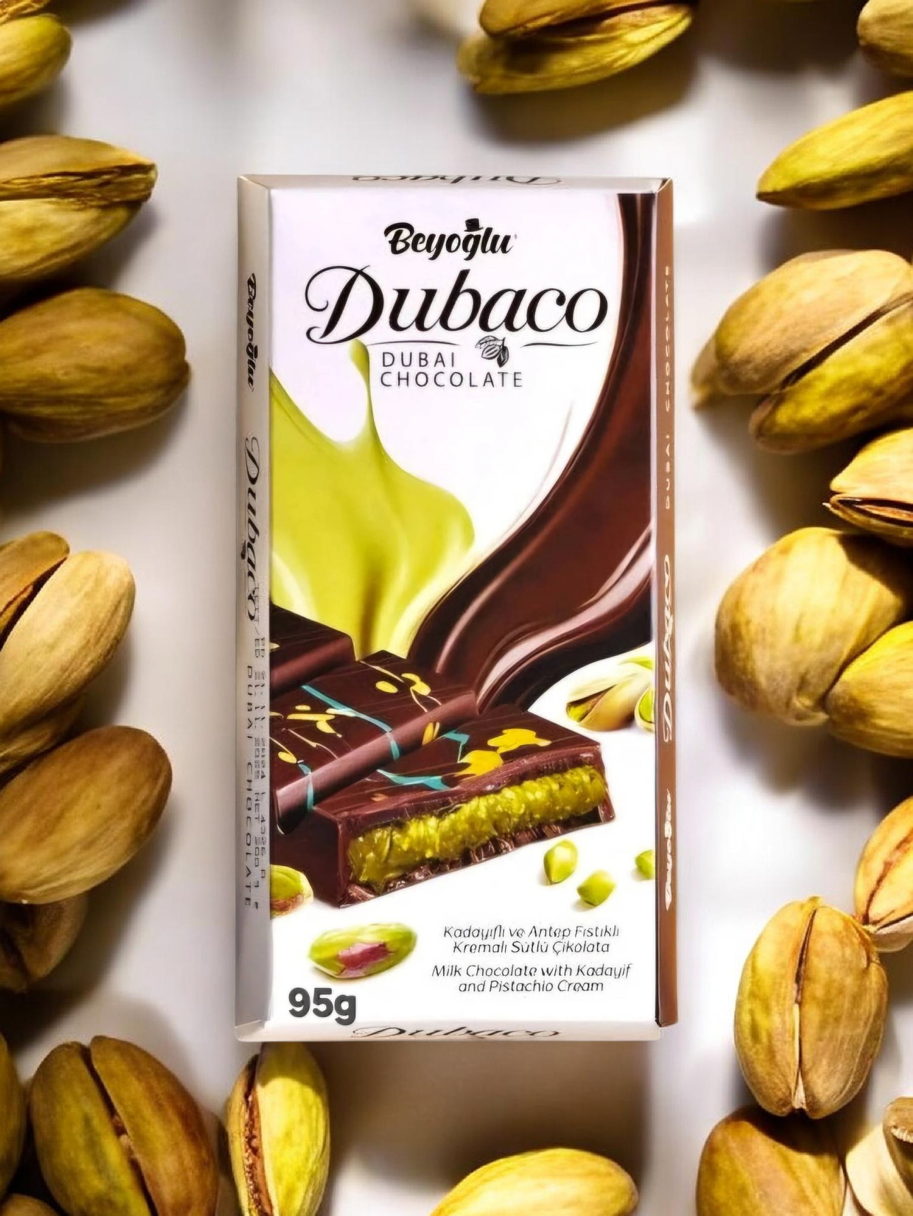 Beyoglu Dubaco Dubai Chocolate with Pistachio & Kadaifi Kadayıf Medium 95g Block