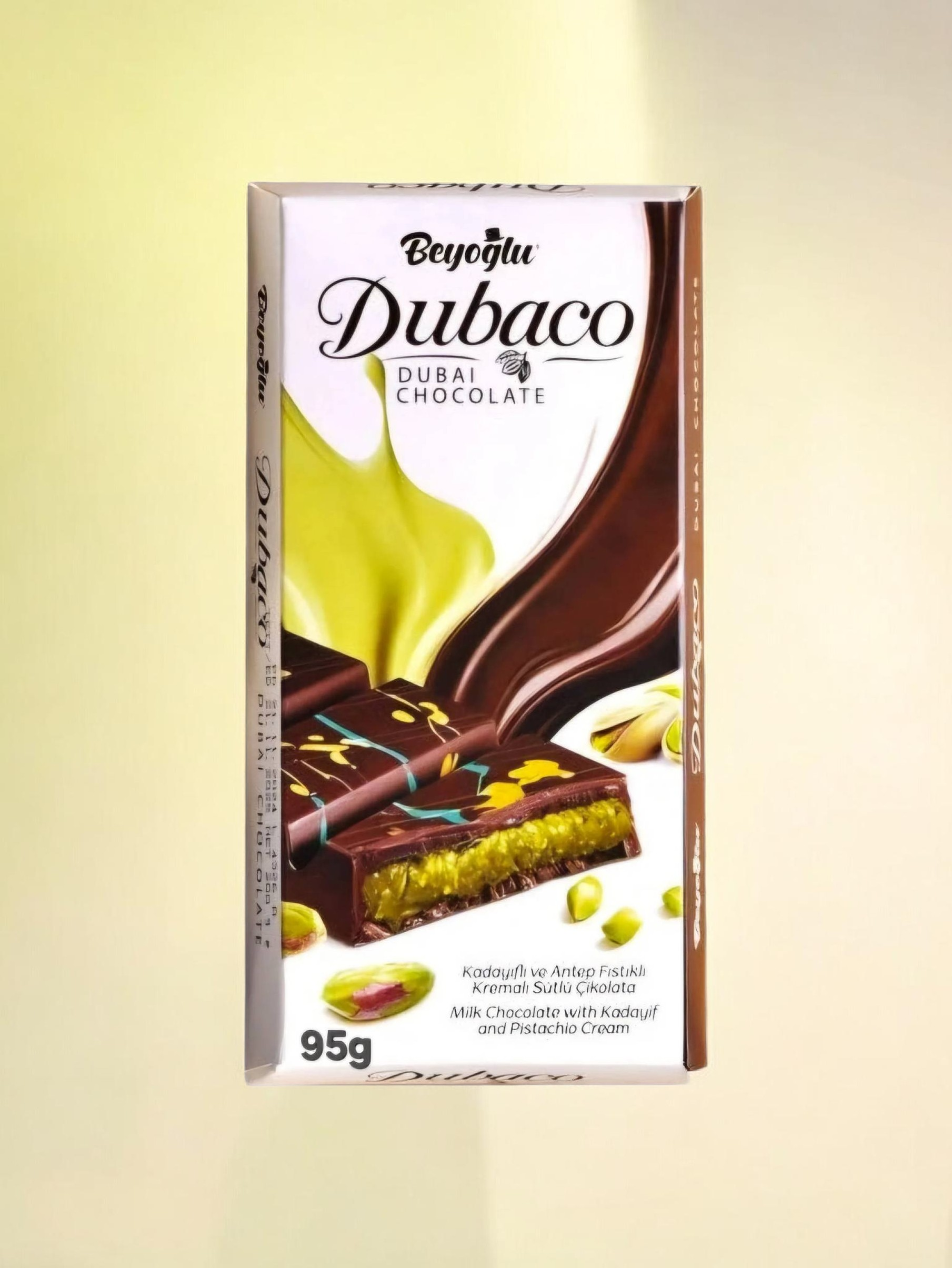 Beyoglu Dubaco Dubai Chocolate with Pistachio & Kadaifi Kadayıf Medium 95g Block