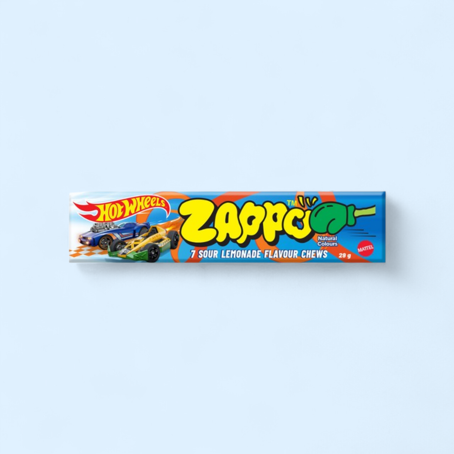 Zappo Hot Wheels Sour Lemonade Flavour Chews 7 Pieces Packet Gluten Free 26g