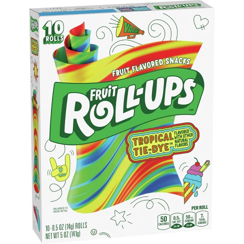 USA Fruit Roll-Ups Tropical Tie-Dye 10pkt 141g BBD: 08/08/24