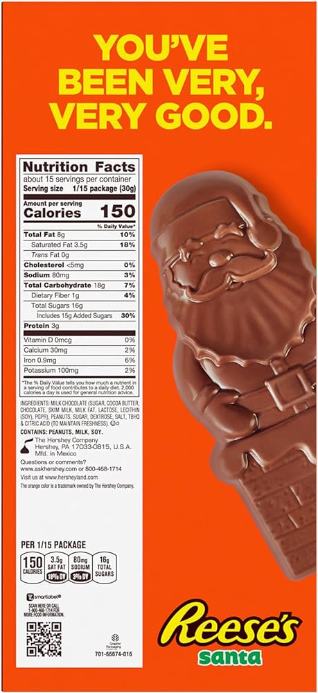 Reese's Santa Milk Chocolate & Peanut Butter 453g BBD: 30/07/24