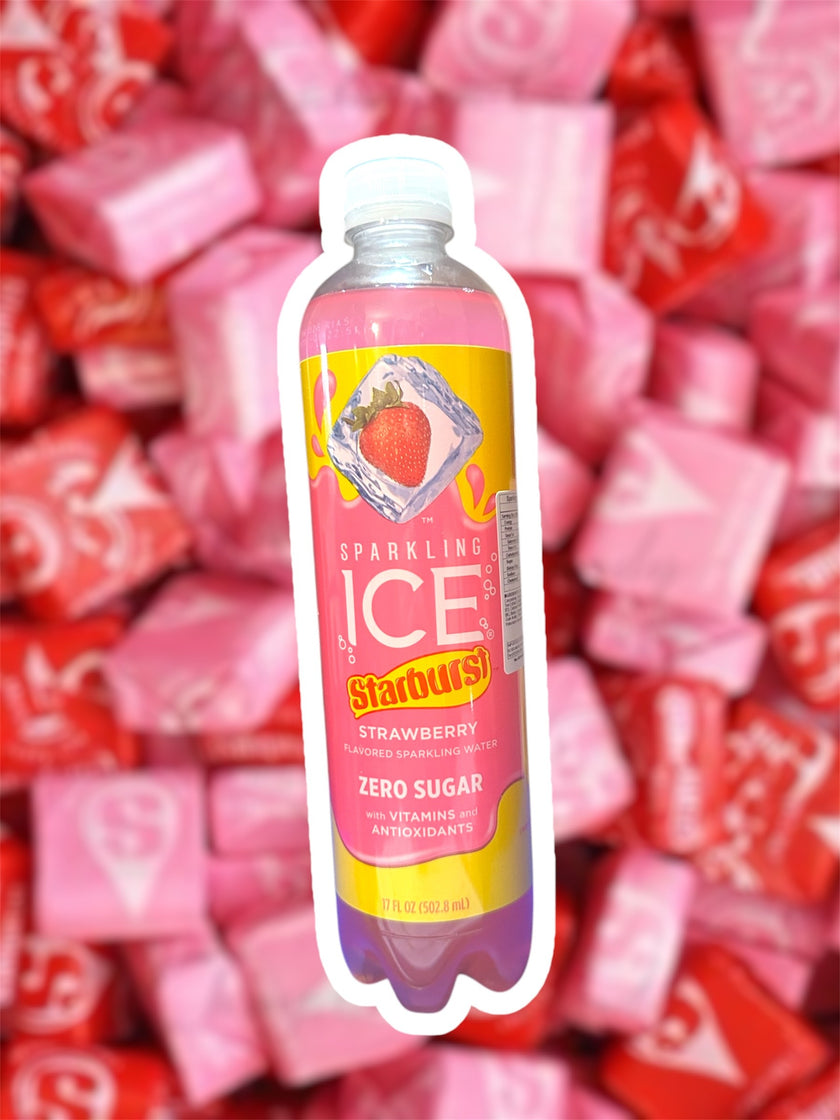 Starburst Sparkling Ice Strawberry Flavoured Sparkling Water Zero Sugar Bottle 502.8ml