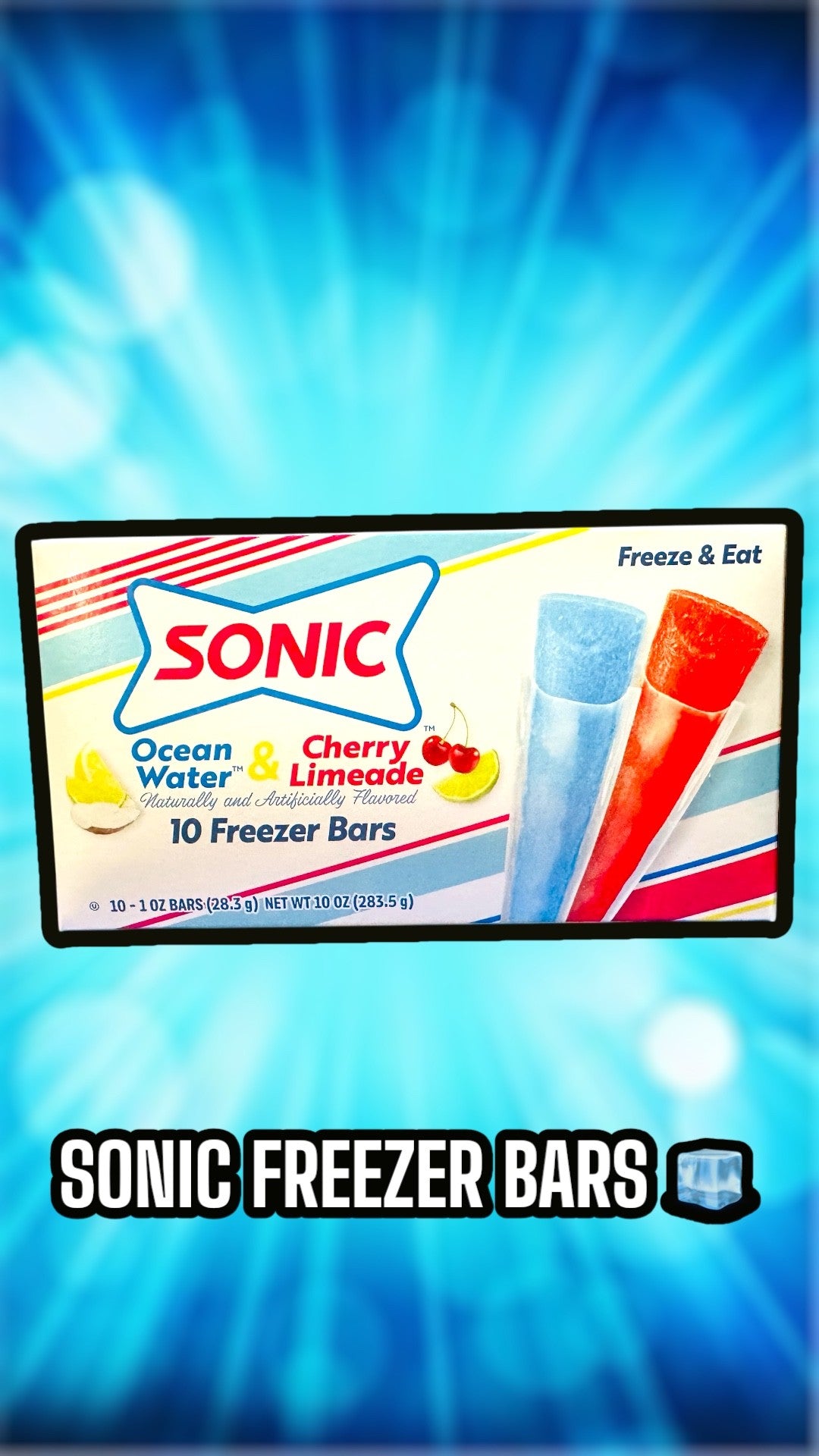 Sonic Freezer Bars Ocean Water & Cherry Limeade 10 Bars 283.5g