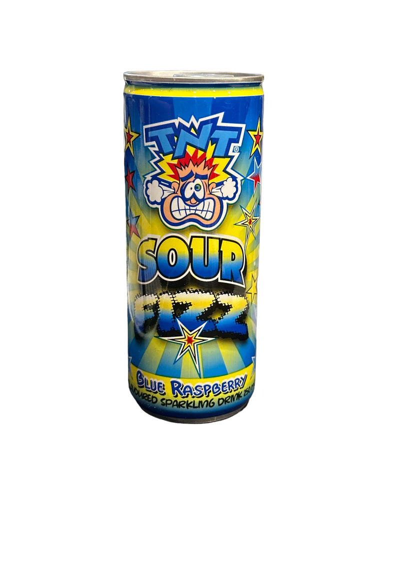 TNT Sour Fizz Blue Raspberry Flavoured Sparkling Drink 250ml