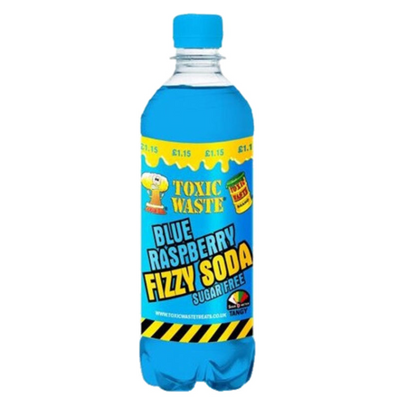 UK Toxic Waste Blue Raspberry Fizzy Soda Sugar Free Bottle 500ml BBD ...
