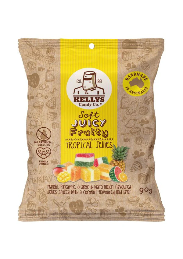 Kellys Candy Co Tropical Jellies Snack Gluten Free 90g