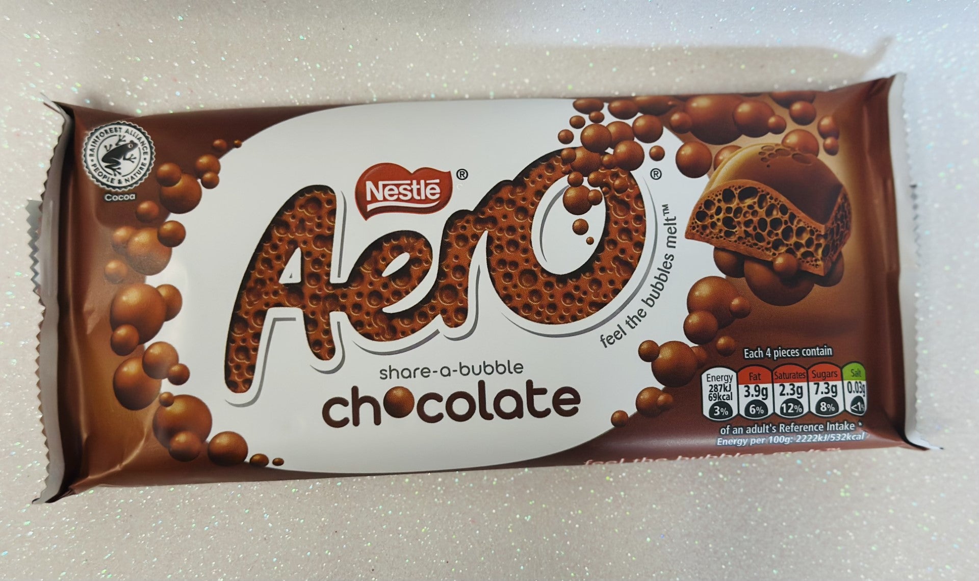 UK Nestle Aero Milk Chocolate Bar Share Size 90g
