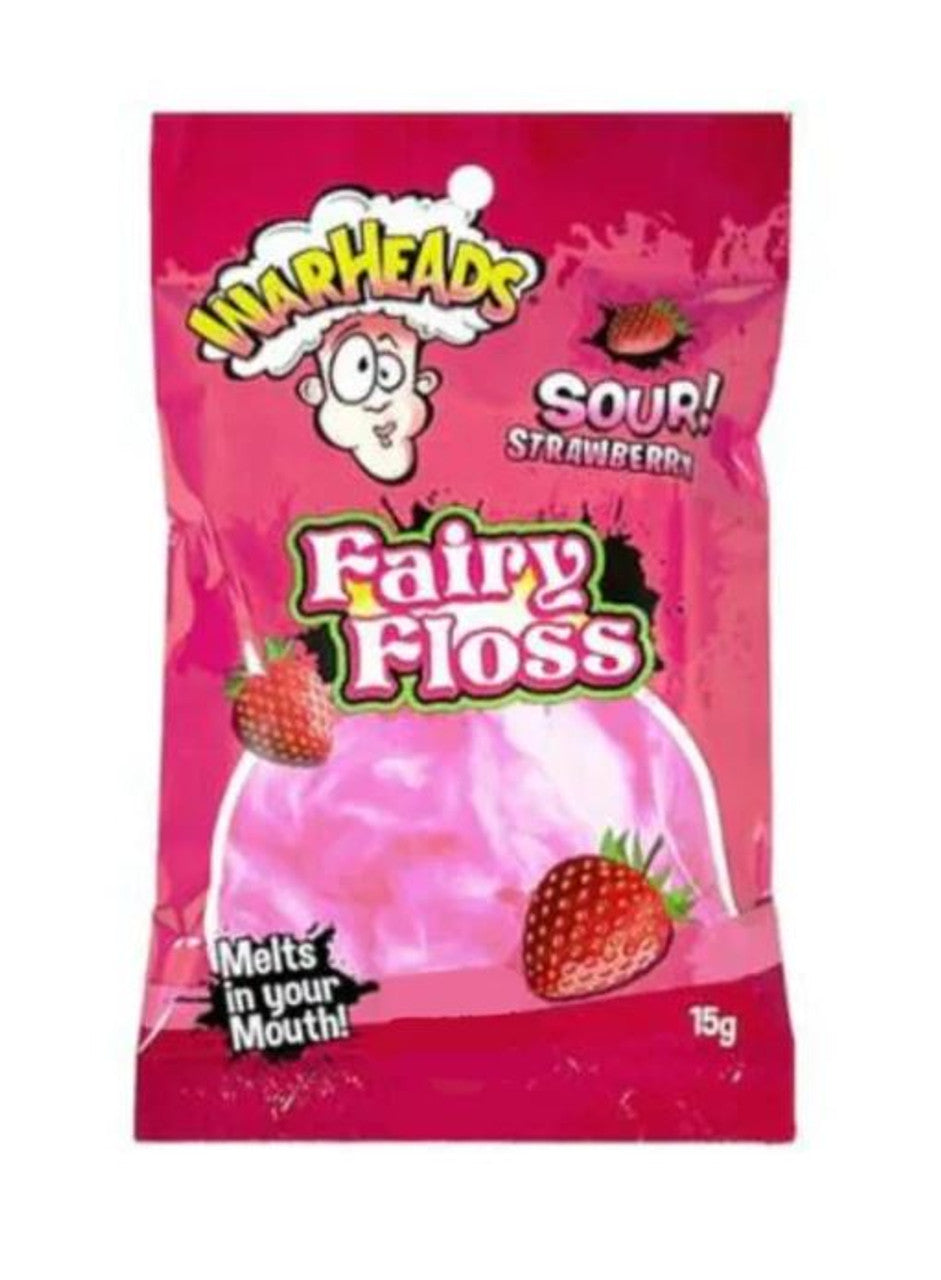 Sweetworld Warheads Sour Strawberry Flavoured Fairy Floss Cotton Candy 15g