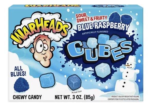 Warheads Blue Raspberry Sour Cubes Theatre Box 85g