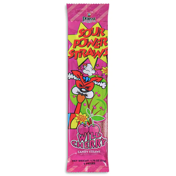 Sour Power Straws Wild Cherry Candy Straws 50g