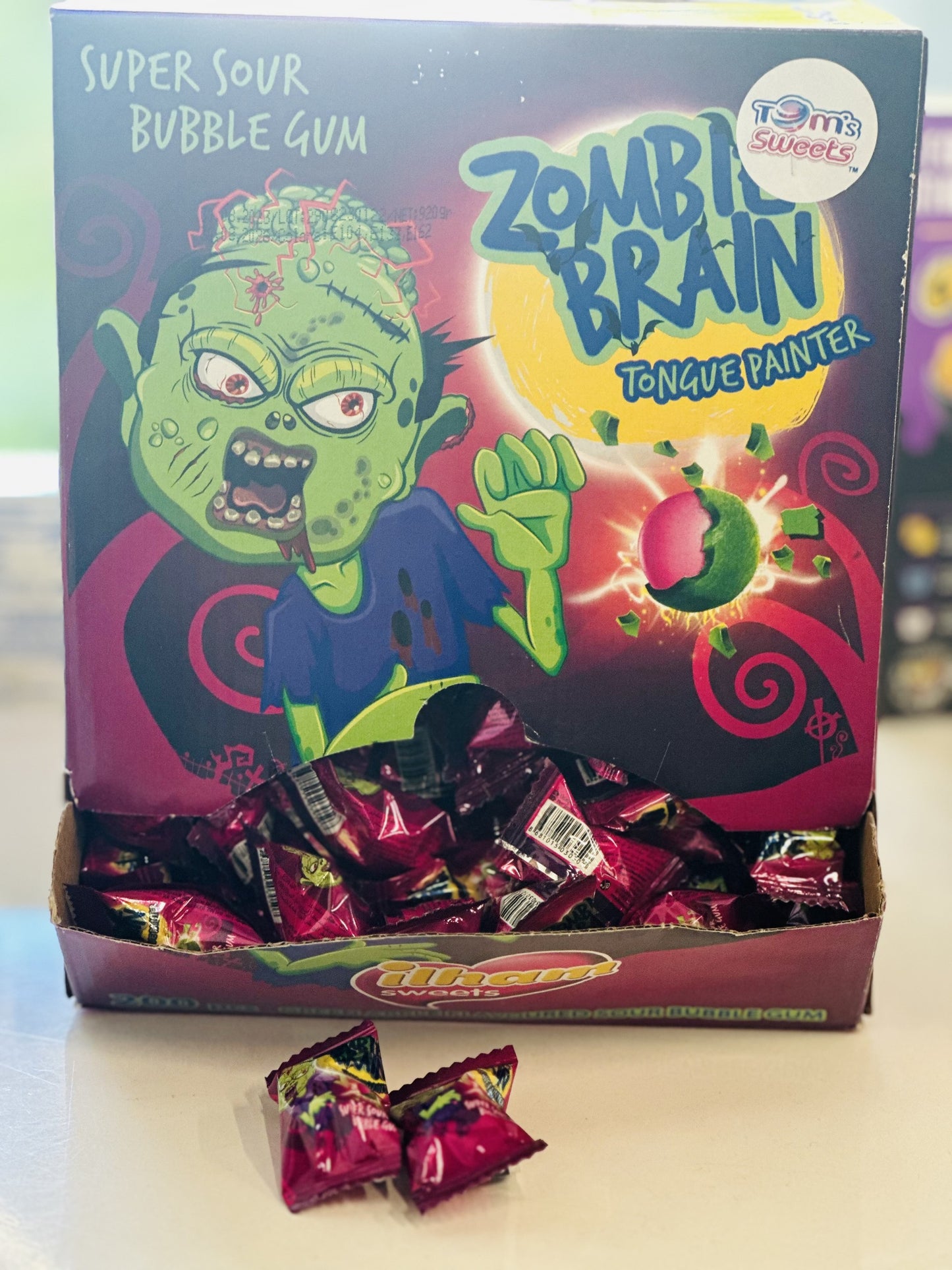 iLham Sweets Zombie Brain Tongue Painter Green Apple Super Sour Gumballs 5.5g