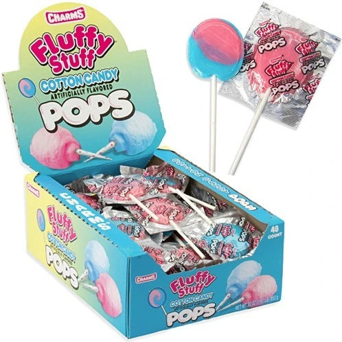 Charms Fluffy Stuff Cotton Candy Fairy Floss Pops Lolly Pop Lollipop 1 ...