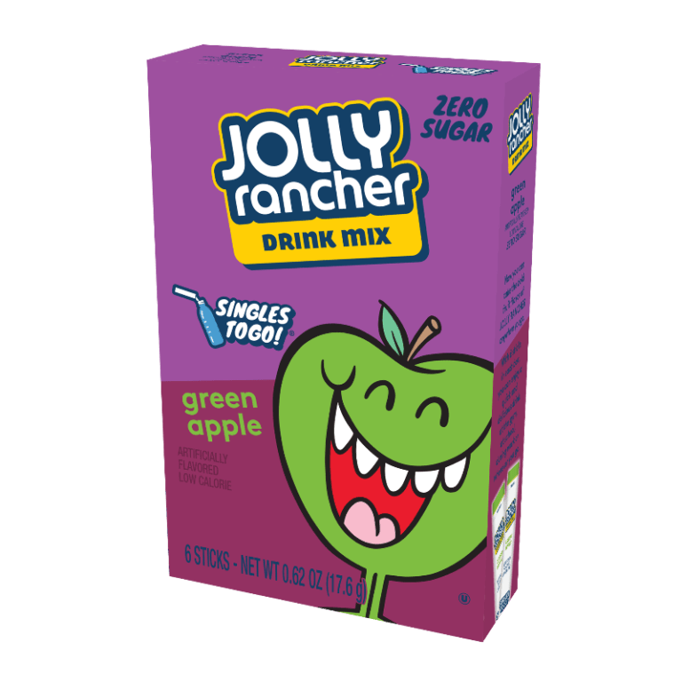 Jolly Rancher Singles To Go Zero Sugar Drink Mix Green Apple Flavour 6 Sticks 17.6g Box