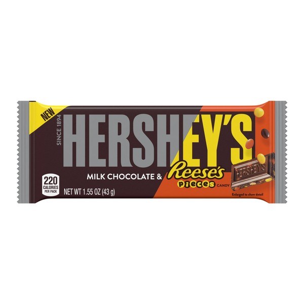 Hershey's Hersheys Milk Chocolate N Reese's Reeses Pieces Candy Bar 43g