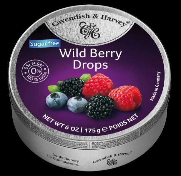 Cavendish and Harvey Sugar Free Drops Wild Berry Flavour Mix 175g Tin