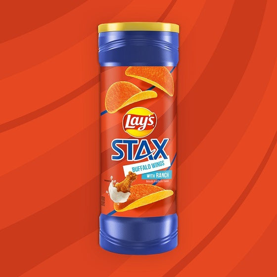 Lays Stax Buffalo Wings With Ranch Flavour Potato Crisps Chips 155g