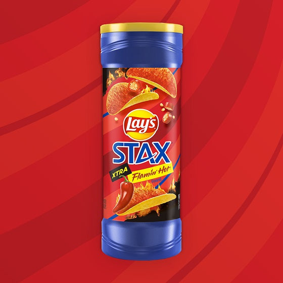 Lays Stax Xtra Flamin Hot Flavour Potato Crisps Chips 155g