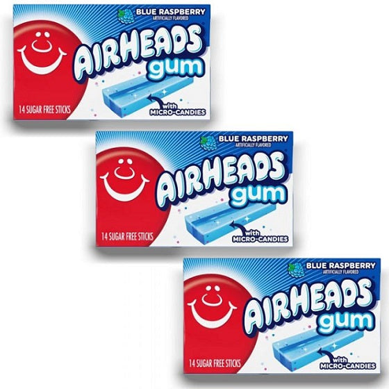 Airheads Air Heads Blue Raspberry Sugar Free Gum 33.6g