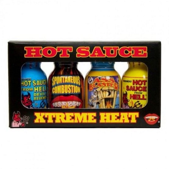 Ass Kickin' Xtreme Extreme Heat Mini Bottle Hot Sauce Set 4 x 22ml Gift Sample Pack