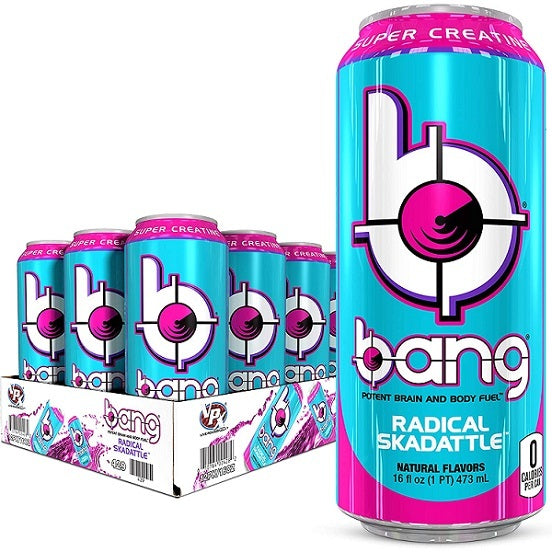 Bang Energy Drink Radical Skadattle RTD No Sugar No Carbs Gluten Free 473ml