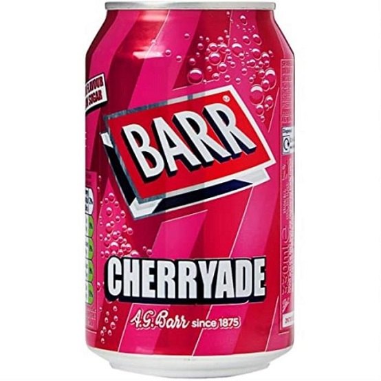 Barr Cherryade Flavour Low Sugar UK Soft Drink Soda 330ml Can