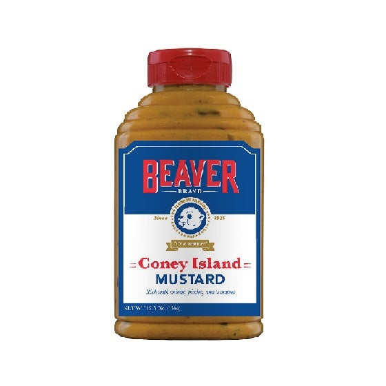 Beaver Coney Island Hot Dog Mustard Squeeze Bottle Gluten Free 354g